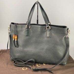 Auth Vintage GUCCI Leather 2-Way Shoppers Tote
